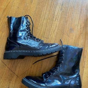 T.U.K. vegan shiny combat boots